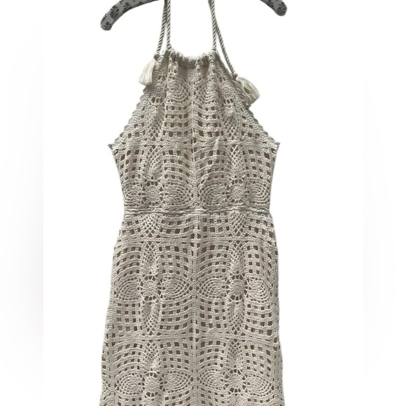 House of Harlow 1960 Ivory Crochet Knit Halter Cutout Back Maxi Dress NWOT - Picture 4 of 12